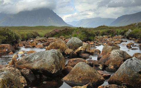 A rocky stream and the Buchaille Etive Mor from Rannoch Moor.  :copyright:Lorne Gill/NatureScot